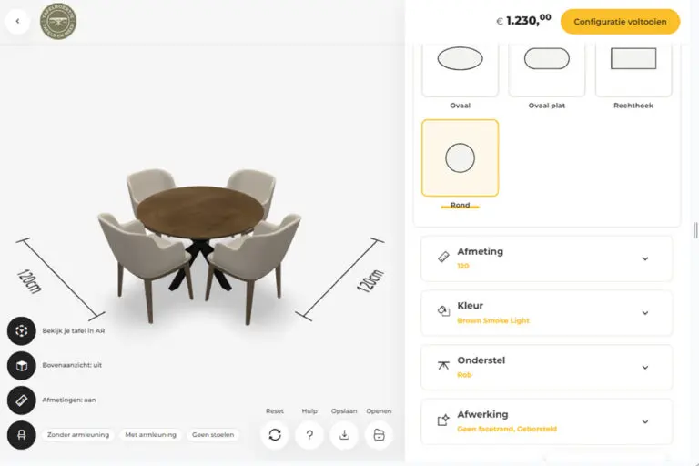 Voorbeeld configurator voor Tafelboertje